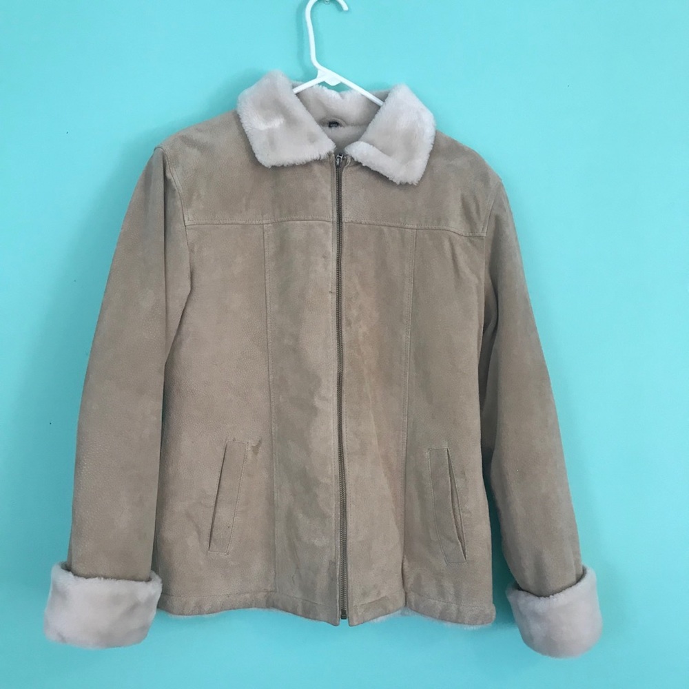 Tan Leather Fur Lined Coat